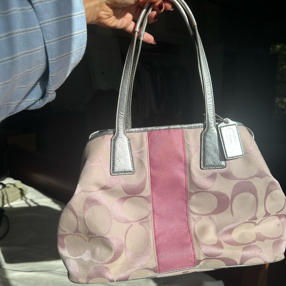 Coach Pink and Silver Shoulder Bag